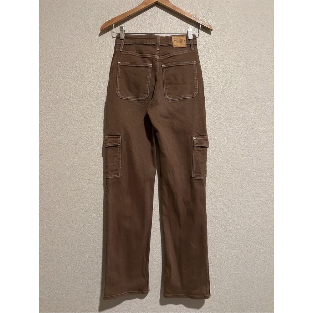 Hollister Ultra High Rise Dad Jeans 90s Y2k Cargo Brown Grunge Sz 0 24 x 31 - Picture 4 of 6